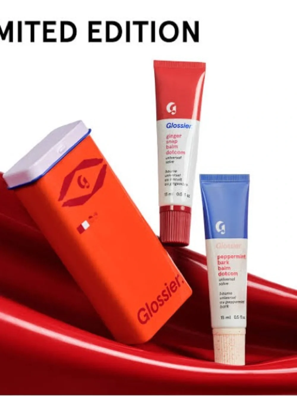 Glossier Peppermint Bark & Ginger Snap Balm Dotcom Duo - Blue & Red